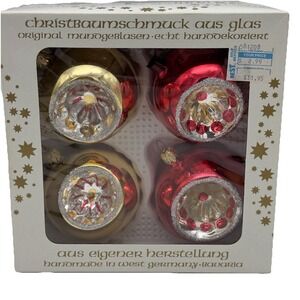 4 Vtg Christborn Wegner Indent Blown Art Glass Christmas Ornaments Germany 1990